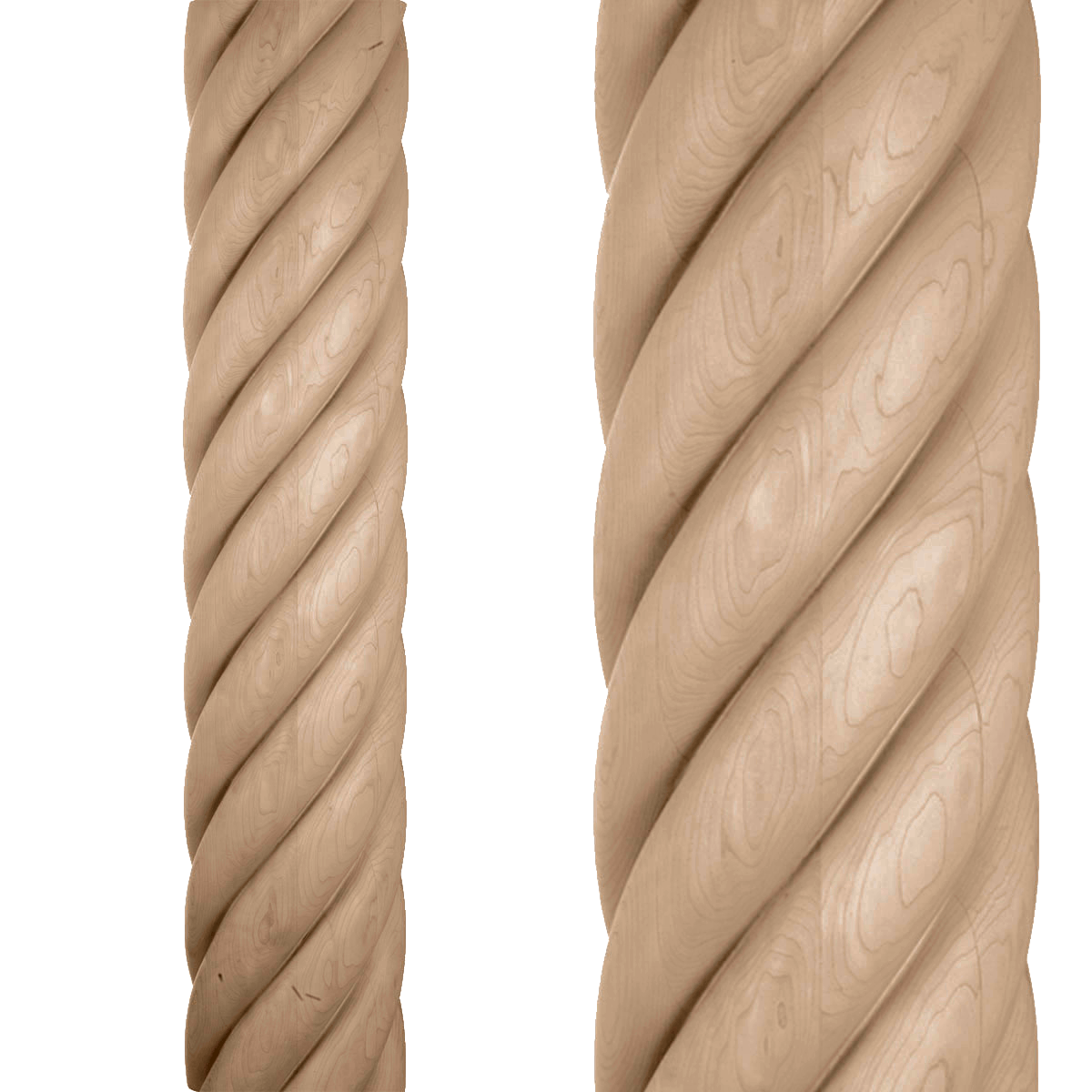 10" and 12" Solid Wood Carved Rope Columns